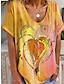 cheap Women&#039;s T-shirts-Women&#039;s T shirt Tee Heart Print Valentine Weekend Fashion Long Sleeve V Neck Red Spring &amp;  Fall
