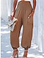 tanie Spodnie damskie-Damskie Spodnie Wysoki stan Pełna długość Ciemnobrązowy Na każdy sezon