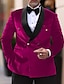cheap Blazer&amp;Jacket-Men&#039;s Velvet Vintage Party Blazer Jacket Outdoor Sports Jacket Solid Colored Blazer Regular Plus Size Double Breasted Four-buttons Black Burgundy Blue Purple 2023