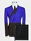 economico Completi-nero royal blue uomo abiti da ballo di nozze patchwork colorblock 2 pezzi moda casual business plus size doppio petto sei bottoni 2024