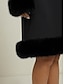 abordables robe soirée-Mini robe Femme robe noire manche longue Printemps Automne Hiver - Mode Soirée Mature Garniture en fausse fourrure Couleur monochrome Col Ras du Cou 2023 Noir Rose Claire S M L XL XXL 3XL