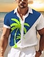 رخيصةأون قميص هاواي للرجال-شجرة النخيل كاجوال رجالي قميص الأماكن المفتوحة شارع كاجوال / يومي الصيف طوي كم قصير أصفر أزرق أخضر S M L قميص