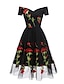 Χαμηλού Κόστους Πάρτι Φορέματα-Γυναικεία Φόρεμα Vintage Φόρεμα Φόρεμα για πάρτυ Δίχτυ Δίχτυ Κεντητό Ώμοι Έξω Κοντομάνικο Μίντι φόρεμα Κομψό Βίντατζ Μαύρο Λευκό Καλοκαίρι Άνοιξη