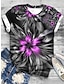 ieftine Tricouri Damă-Pentru femei Tricou Floral Fluture Imprimeu Zilnic Sfârșit de săptămână Modă Manșon scurt Rotund Negru Vară