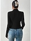 abordables Tops básicos de mujer-Camiseta Mujer Negro Beige Plano Cortado Diario Moda Cuello Alto Delgado S