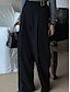 olcso női ruha nadrág-Női Kosztüm Széles lábszár Magas derék Teljes hossz Fekete Tavasz