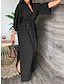 זול שמלות פשוטות-בגדי ריקוד נשים שמלת קז&#039;ואל עבאיה שמלה רגילה שמלה ארוכה שמלת מקסי כיס שרוך פגישה (דייט) מקסי בסיסי צוואר מפוצל שרוול 4\3 שחור לבן ורוד מסמיק צבע