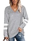 abordables Camisetas de mujer-Mujer Camiseta Bloque de color Casual Moda Manga Larga Escote en Pico Negro Primavera &amp; Otoño