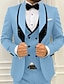 tanie Garnitury-Szampan Błękitny Ciemnozielony męski garnitur weselny patchworkowy jednokolorowy 3-częściowy codzienny biznes plus rozmiar jednorzędowy dwa guziki 2024