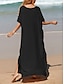 ieftine rochii simple-Pentru femei Rochie albă Rochie Lunga Rochie Maxi Crăpătură Dată Vacanță Plajă Maxi De Bază În V Manșon Jumate Negru Alb Galben Culoare