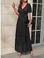 Χαμηλού Κόστους Πάρτι Φορέματα-Γυναικεία Φόρεμα για πάρτυ Κοκτέιλ Φόρεμα κόκκινο φόρεμα Κορδόνι Σκίσιμο Λαιμόκοψη V Κοντομάνικο Διακοπές Παραλία Μαύρο Σαμπανιζέ Καλοκαίρι Άνοιξη