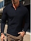 cheap Classic Polo-Men&#039;s Polo Shirt High Neck Outdoor Casual Lapel Quarter Zip Long Sleeve Fashion Basic Waves Solid / Plain Color Quarter Zip Spring &amp;  Fall Regular Fit Black White Dark Navy Blue Polo Shirt