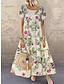 cheap Print Dresses-Women&#039;s Casual Dress Floral Print Crew Neck Long Dress Maxi Dress Vacation Short Sleeve Summer