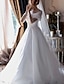billiga Brudklänningar-enkla bröllopsklänningar bröllopsklänningar a-line v-ringad långärmad hovtåg brudklänningar i chiffong med veck ruched 2024