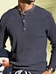 tanie Męskie koszulki casual-Męskie Podkoszulek Koszula Henley Koszulka Koszulka z długim rękawem Równina Henley Ulica Urlop Długi rękaw Odzież Moda Designerskie Podstawowy