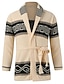 voordelige heren vest trui-Voor heren Vest Trui Gebreide trui Geribd breien Normaal Bijgesneden Gebreid Geometrisch Sjaalkraag Opwarm Kleding Modern eigentijds Alledaagse kleding Uitgaan Kleding Winter Beige M L XL