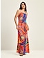 cheap Print Casual Dress-Tropical Print Summer Fashion Vacation Maxi Dress