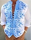 رخيصةأون قمصان الأزهار الرجالية-ورد كاجوال رجالي قميص مناسب للبس اليومي مناسب للخارج عطلة نهاية الاسبوع للربيع والصيف رقبة طوقية مرتفعة كم طويل أصفر, وردي بلاشيهغ, أزرق S, M, L نسيج قطني قابل للغسل قميص