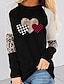 cheap Women&#039;s T-shirts-Women&#039;s T shirt Tee Cotton Heart Leopard Plaid Print Casual Going out Fashion Long Sleeve Round Neck Black Spring &amp;  Fall