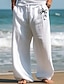 Χαμηλού Κόστους Ανδρικό βαμβακερό λινό παντελόνι-Ανδρικά Λευκά παντελόνια Παντελόνια Καλοκαίρι παντελόνι Παντελόνι παραλίας Κορδόνι Ελαστική μέση Ισιο πόδι Ρόμβος Άνεση Αναπνέει Causal Καθημερινά Αργίες 40% λευκά είδη Εθνοτικό στυλ Απλός Λευκό