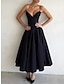 Χαμηλού Κόστους Πάρτι Φορέματα-Γυναικεία Μαύρο φόρεμα Φόρεμα χορού Φόρεμα για πάρτυ Σουρωτά Αμάνικο Γενέθλια Διακοπές Κομψό Μαύρο Καλοκαίρι Άνοιξη