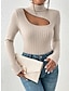 Χαμηλού Κόστους Βασικές Γυναικείες Μπλούζες-Μπλουζάκι Γυναικεία Μαύρο Μπεζ Σκέτο Με κοψίματα Καθημερινά Μοντέρνα Ζιβάγκο Λεπτό Τ