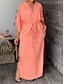 cheap Plain Dresses-Women&#039;s Casual Dress Abaya Plain Dress Long Dress Maxi Dress Pocket Drawstring Date Maxi Basic Split Neck 3/4 Length Sleeve Black White Pink Color