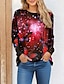 cheap Women&#039;s T-shirts-Women&#039;s T shirt Tee Butterfly Print Daily Weekend Fashion Long Sleeve Round Neck Red Spring &amp;  Fall