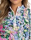 billige Designerkolleksjon-Dame POLO T-skjorte Blå Langermet Topper Blomstret Dame golfantrekk Klær Antrekk Bruk klær