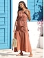baratos Women&#039;s Sets-Conjunto de duas peças de algodão feminino resort wear rosa com decote em v aberto nas costas com cinto roupas de férias verão