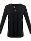 baratos Tops básicos de mulher-Camiseta Mulheres Preto Azul Roxo Côr Sólida Botão Bolsos Rua Diário Moda Decote Redondo Normal S