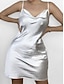 Χαμηλού Κόστους Πάρτι Φορέματα-Γυναικεία Φόρεμα για πάρτυ Κοκτέιλ Φόρεμα Σλιπ Φόρεμα Αμάνικο Μίνι φόρεμα Διακοπές Μαύρο Λευκό Καλοκαίρι Άνοιξη