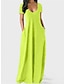 Χαμηλού Κόστους απλά φορέματα-Γυναικεία Μαύρο φόρεμα Μακρύ Φόρεμα Μάξι Φόρεμα Τσέπη Ημερομηνία Κομψό στυλ street Μάξι Λαιμόκοψη V Κοντομάνικο Μαύρο Κίτρινο Πράσινο Ανοικτό Χρώμα