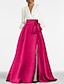 billige Aftenkjoler-a-line aftenkjole elegant kjole formell feie / børstetog formell rød grønn kjole langermet v-hals sateng med folder splitt 2024