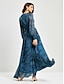 זול הדפס שמלת קז&#039;ואל-שמלת מקסי שיפון פרחונית בחזית V