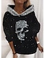 cheap Women&#039;s Hoodies &amp; Sweatshirts-Women&#039;s Pullover Hoodie Sweatshirt Pullover Graphic Skull Sparkly Print Weekend 3D Print Active Streetwear Clothing Apparel Hoodies Sweatshirts  Green Black