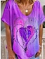 ieftine Tricouri Damă-Pentru femei Tricou Inimă Imprimeu aleasă a inimii Sfârșit de săptămână Modă Manșon Lung În V Roșu-aprins Primăvara &amp; toamnă