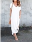 cheap Plain Dresses-Women&#039;s Casual Dress Long Dress Maxi Dress Cotton Pocket Split Date Maxi Basic V Neck Short Sleeve Black White Pink Color