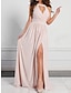 Χαμηλού Κόστους Πάρτι Φορέματα-Γυναικεία Φόρεμα χορού Φόρεμα για πάρτυ Σλιπ Φόρεμα Σκίσιμο Με κοψίματα Λαιμός Αμάνικο Διακοπές Κομψό Ανθισμένο Ροζ Κρασί Καλοκαίρι Άνοιξη