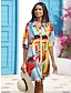 preiswerte Lässiges Kleid mit Aufdruck-Maxi-Hemdkleid aus Satin mit künstlerischem Stillleben-Print