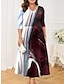 Χαμηλού Κόστους Plus Size Casual Φορέματα-Γυναικεία Μεγάλα Μεγέθη Καμπύλη Καθημερινό φόρεμα Φόρεμα ριχτό από τη μέση και κάτω Φόρεμα σε γραμμή Α Βαθμίδα Μάρμαρο Μίντι φόρεμα Μισό μανίκι Στάμπα Τσέπη Λαιμόκοψη V Μοντέρνα ΕΞΩΤΕΡΙΚΟΥ ΧΩΡΟΥ