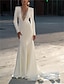 cheap Wedding Dresses-Formal Wedding Dresses Mermaid / Trumpet V Neck Long Sleeve Sweep / Brush Train Chiffon Bridal Gowns With Beading Solid Color 2024