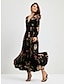 זול הדפס שמלת קז&#039;ואל-שמלת מקסי מותן עם הדפס פרחוני שיפון