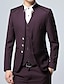 お買い得  スーツ-ブラック バーガンディ ダークブルー メンズ 特別な日のセレモニー バレンタインデー スーツ ソリッドカラー マンダリン スタンダード フィット シングルブレスト 3 つボタン 2024