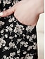 preiswerte abendkleider-Damen abendkleider Cocktailkleid Bedruckt V Ausschnitt Langarm Midikleid Urlaub Strand Elegant Schwarz Sommer Frühling