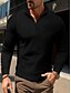 cheap Classic Polo-Men&#039;s Polo Shirt High Neck Outdoor Casual Lapel Quarter Zip Long Sleeve Fashion Basic Waves Solid / Plain Color Quarter Zip Spring &amp;  Fall Regular Fit Black White Dark Navy Blue Polo Shirt