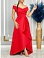 preiswerte abendkleider-Damen Ballkleid abendkleider rotes Kleid Rüsche V Ausschnitt Kurzarm Urlaub Elegant Ausgefallene Schwarz Weiß Sommer Frühling