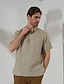 お買い得  高級リネンシャツ-リネン100％ 男性用 シャツ リネンシャツ ホワイト ブラウン カーキ色 半袖 平織り ラペル 夏 アウトドア 日常 衣類