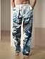 tanie Męskie spodnie na co dzień z nadrukiem-Smok Zabytkowe Męskie Druk 3D Spodnie Na zewnątrz Dzienne zużycie Streetwear Poliester Niebieski Brązowy Koniczyna S M L Średia talia Elastyczność Spodnie