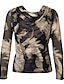 cheap Women&#039;s T-shirts-Women&#039;s Tunic Tie Dye Casual Daily Print Brown Long Sleeve Modern Pile Neck Spring &amp;  Fall